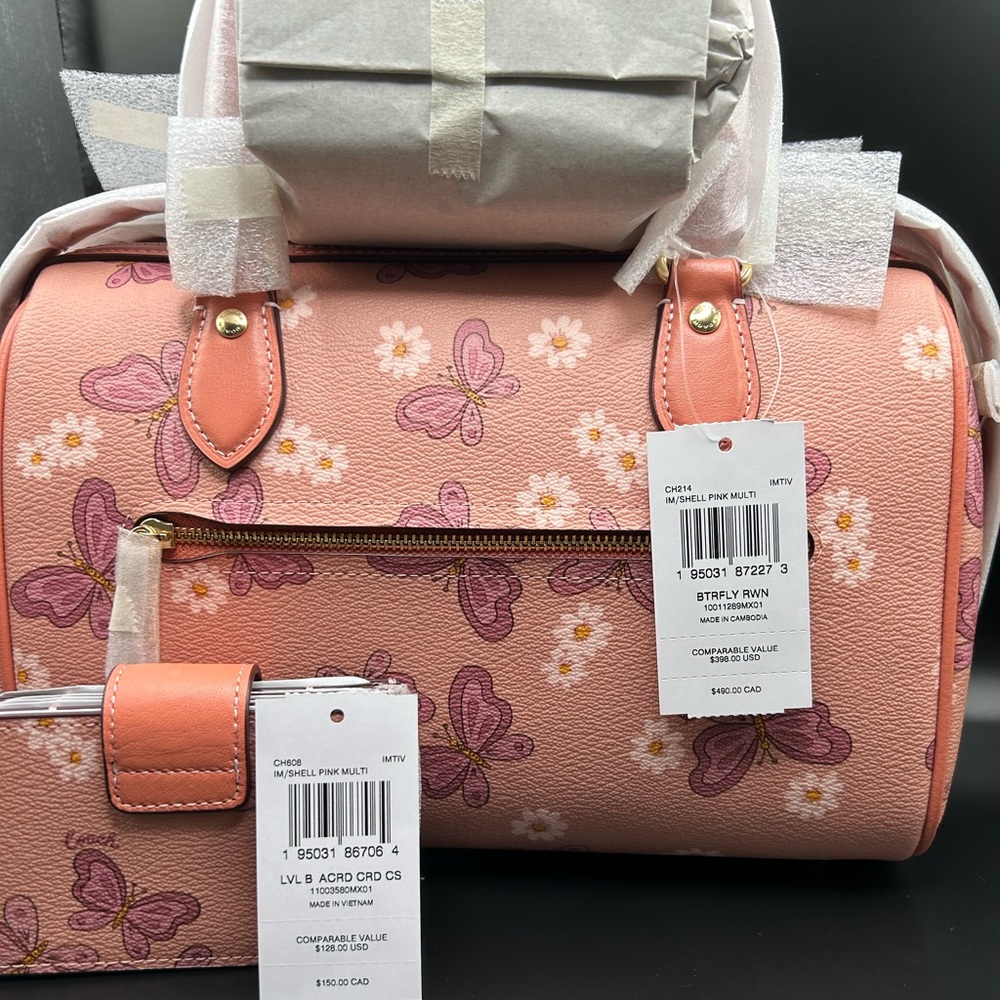 Coach Rowan Satchel and Cardslot with Butterfly Print